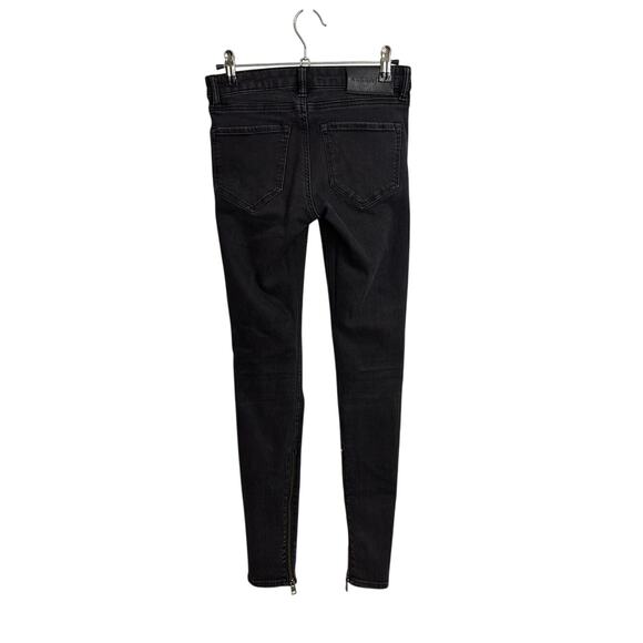 AllSaints Jeans Womens 24 Black Railwashed Track Skinny Ankle Zip - Picture 2 of 8